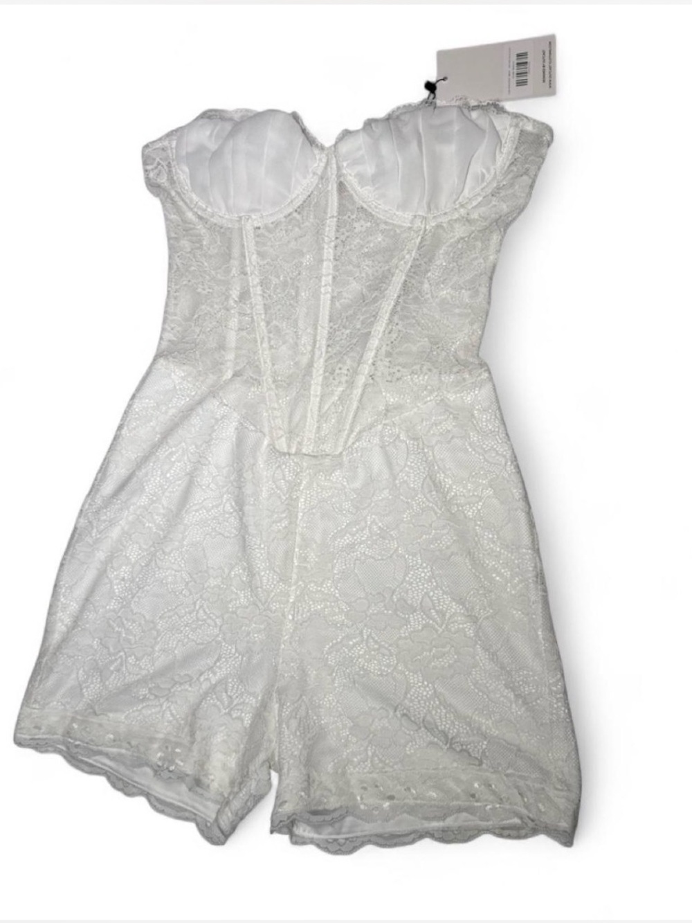 White Lace Strapless Romper Bodysuit